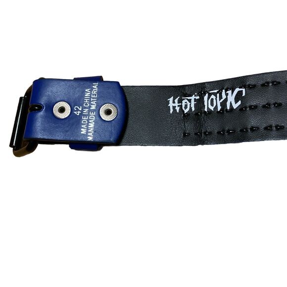 Hot Topic Unisex  Black Blue Stud Rocker Biker Belt Size Large 42  90s - Picture 2 of 6
